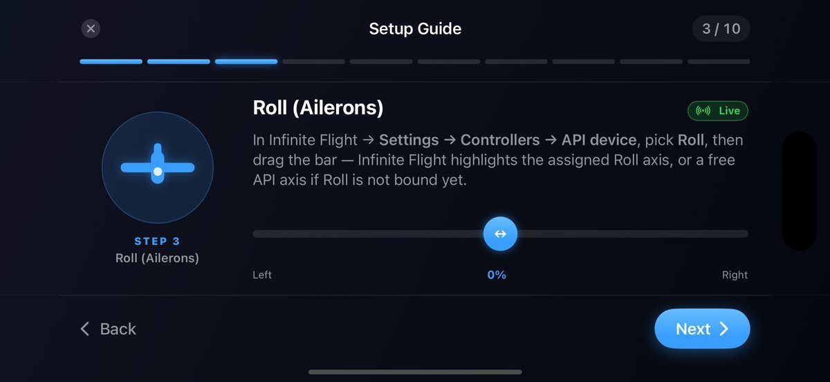 Setup Guide step 3 of 10: binding the Roll axis